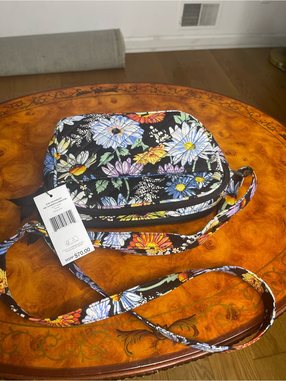 Vera Bradley Black Floral Crossbody with Multicolor Blooms